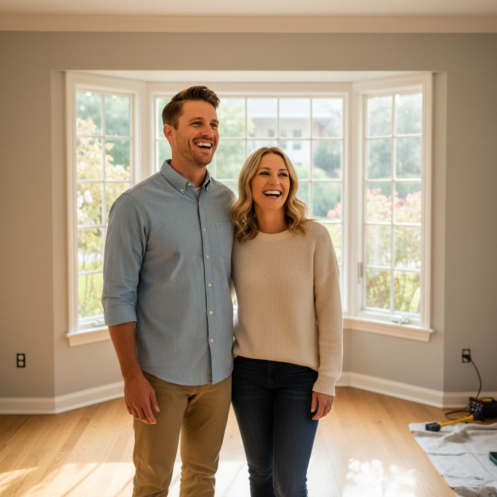 New double-hung window installation in Lafayette home with natural light