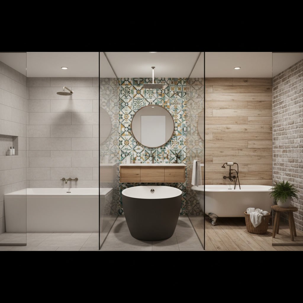 close up of bath renewal acrylic wall panels with stone pattern texture