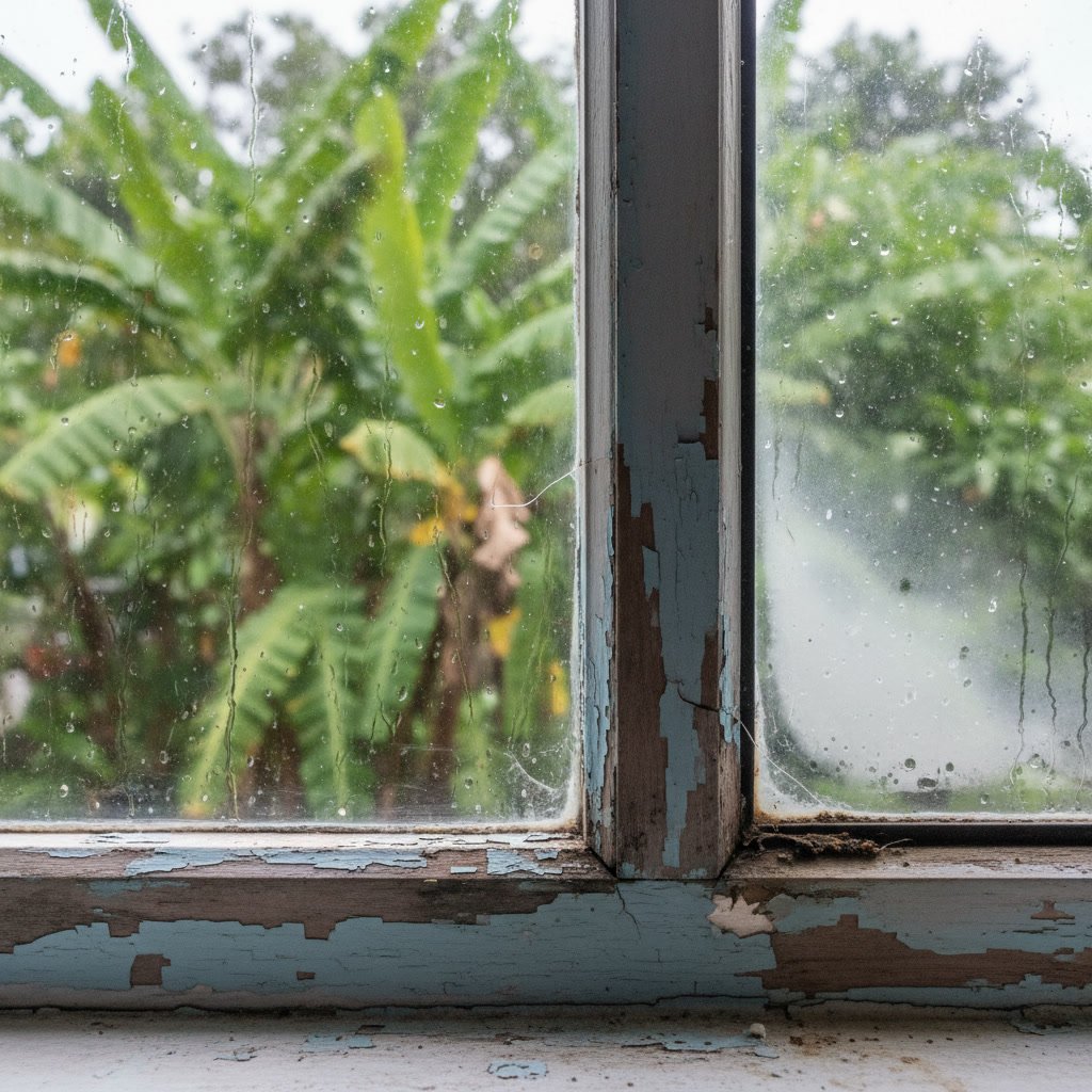 Energy-efficient replacement windows installed in Louisiana home with proper weatherproofing