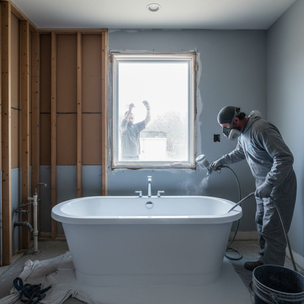 updated modern bathroom with bath renewal showing fresh acrylic wall panels and fixtures