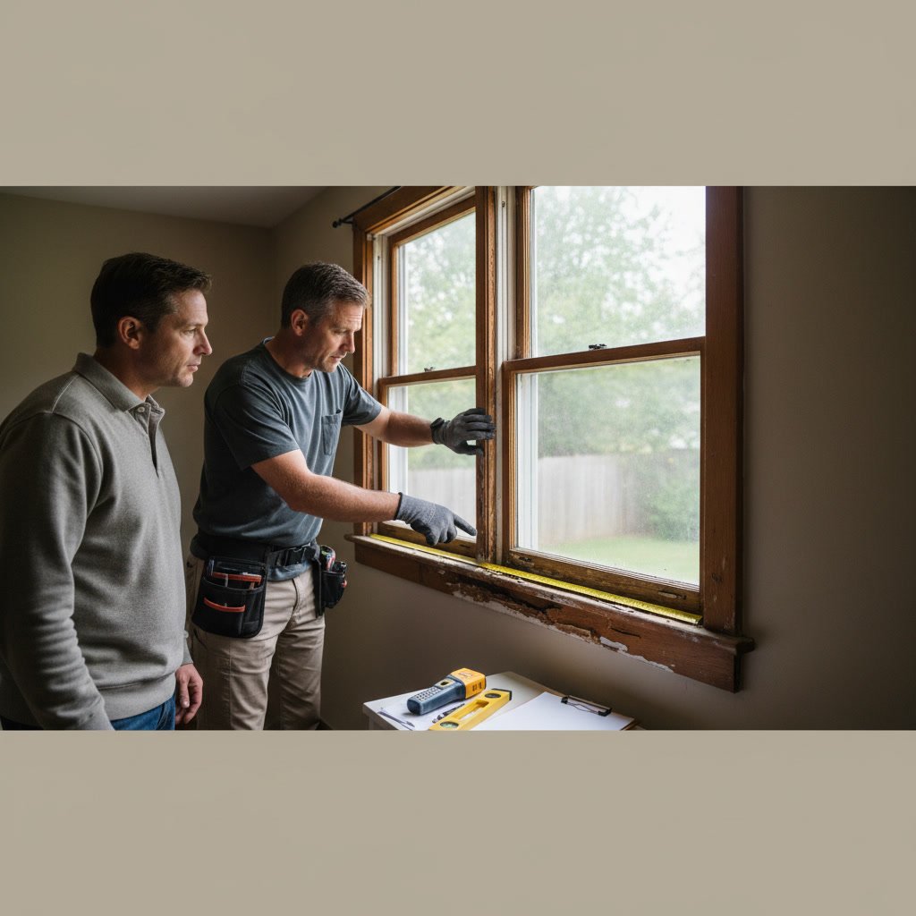 Detailed window measurement documentation and assessment notes